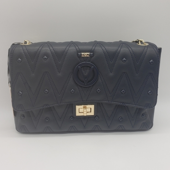 281- Valentino By Mario Valentino Posh Diamond Navy Blue NWT - Picture 3 of 14